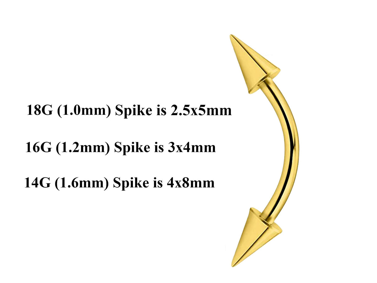 Gold Curved Barbell: Surgical Steel Eyebrow, Daith, Vertical Labret Piercing