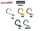 Titanium Spike Nose Ring: Cone Nostril Screw, 20g 18g 16g