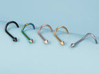 Titanium Spike Nose Ring: Cone Nostril Screw, 20g 18g 16g