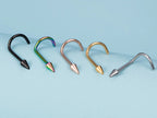 Titanium Spike Nose Ring: Cone Nostril Screw, 20g 18g 16g
