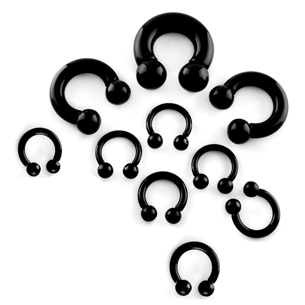 Black Surgical Steel Septum Ring: Horseshoe Style (6mm to 19mm)