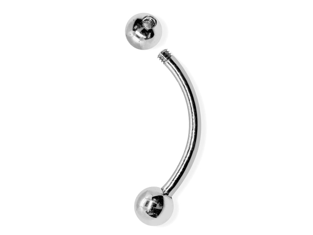 14K White Gold Curved Barbell: 16G Vertical Labret Piercing