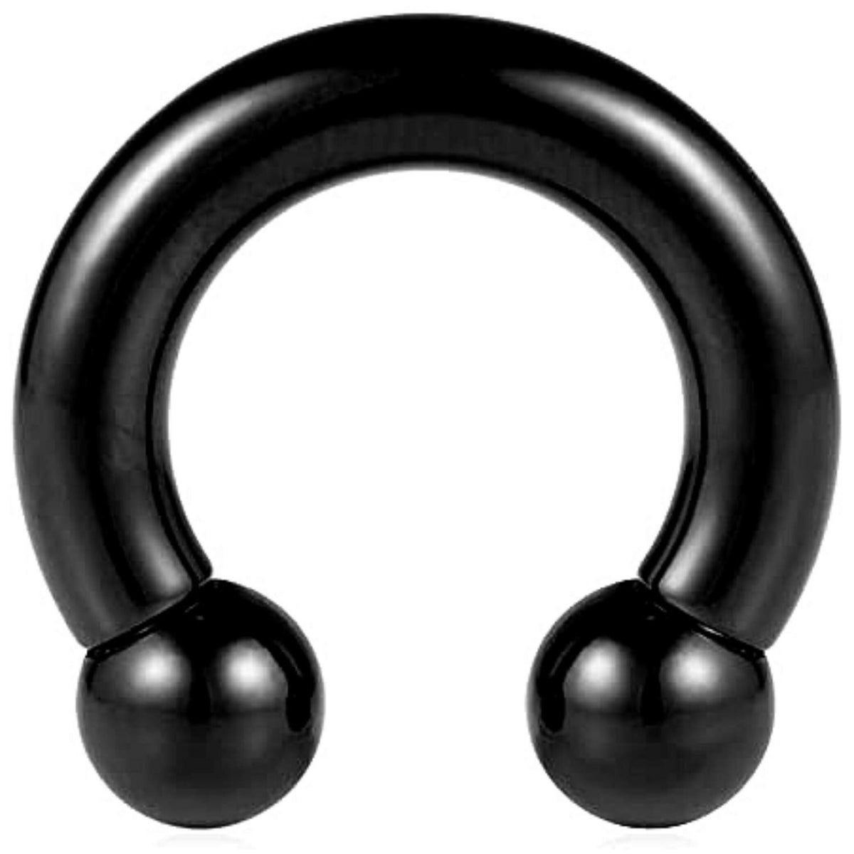 Black Surgical Steel Septum Ring: Horseshoe Style (6mm to 19mm)