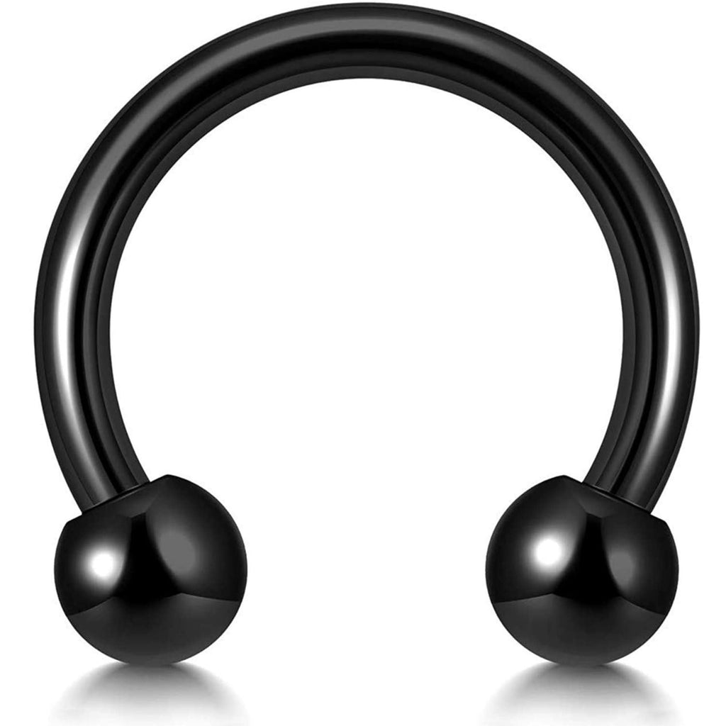 Black Surgical Steel Septum Ring: Horseshoe Style (6mm to 19mm)