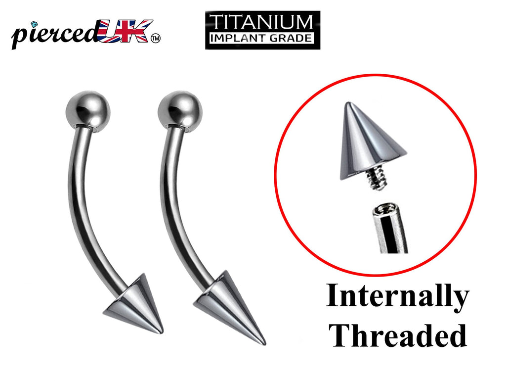 Titanium Curved Barbell: 16g 14g Spike Lip Piercing Jewelry