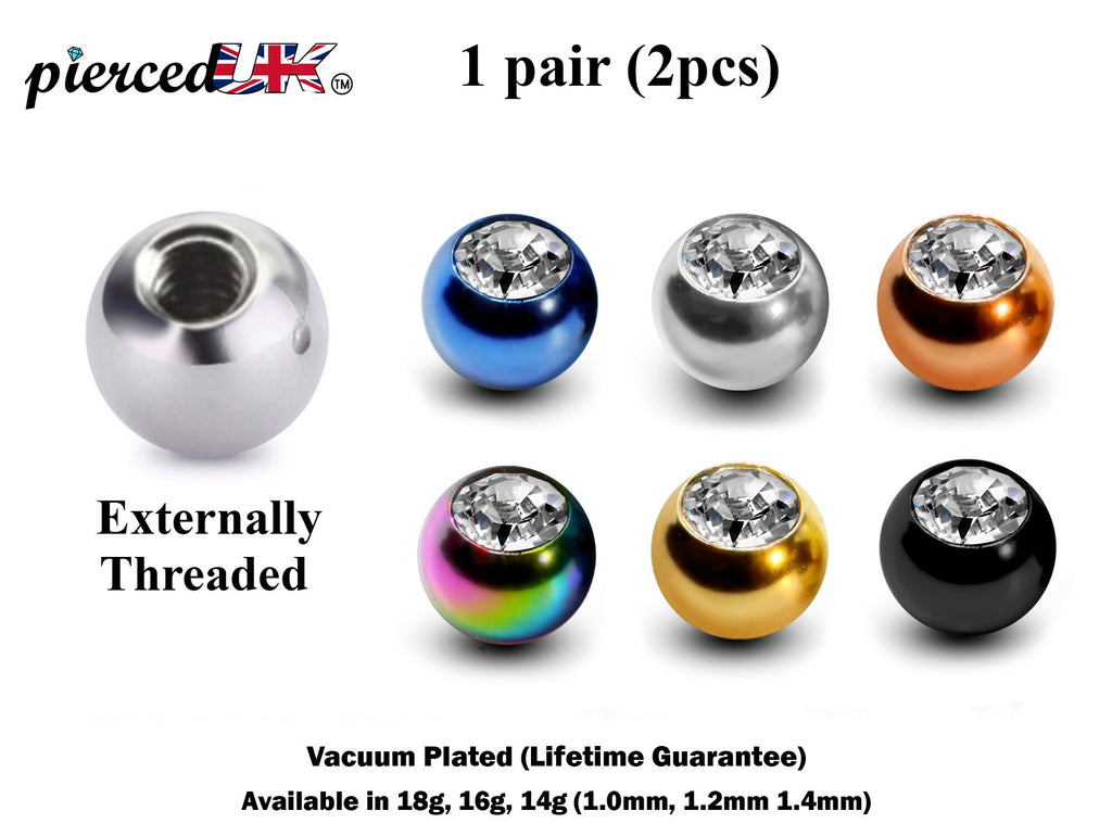 Gem Body Jewelry Replacement Balls: Surgical Steel Piercing (2pcs)