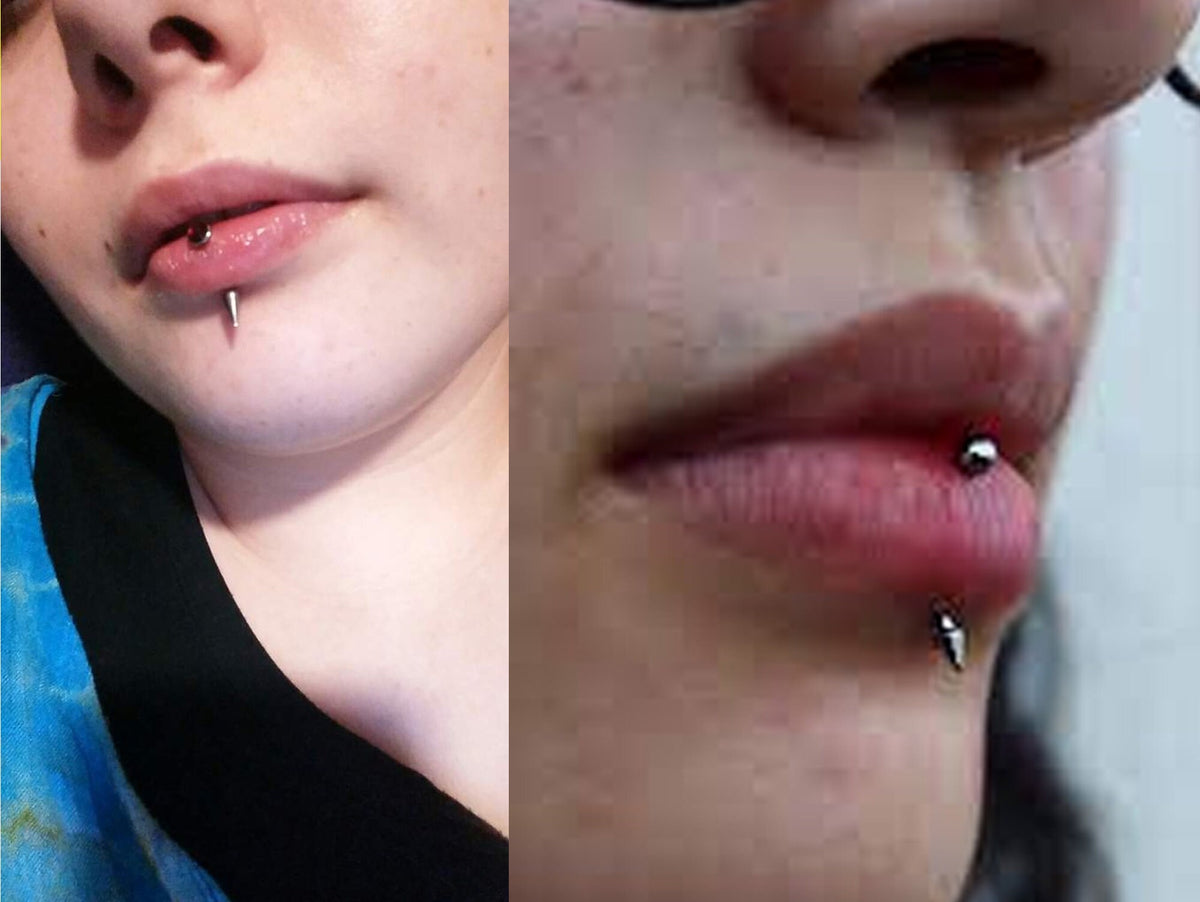 Titanium Curved Barbell: 16g 14g Spike Lip Piercing Jewelry