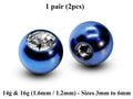 Gem Body Jewelry Replacement Balls: Surgical Steel Piercing (2pcs)