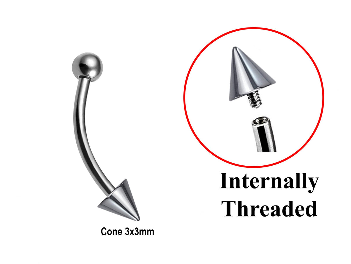 Titanium Curved Barbell: 16g 14g Spike Lip Piercing Jewelry