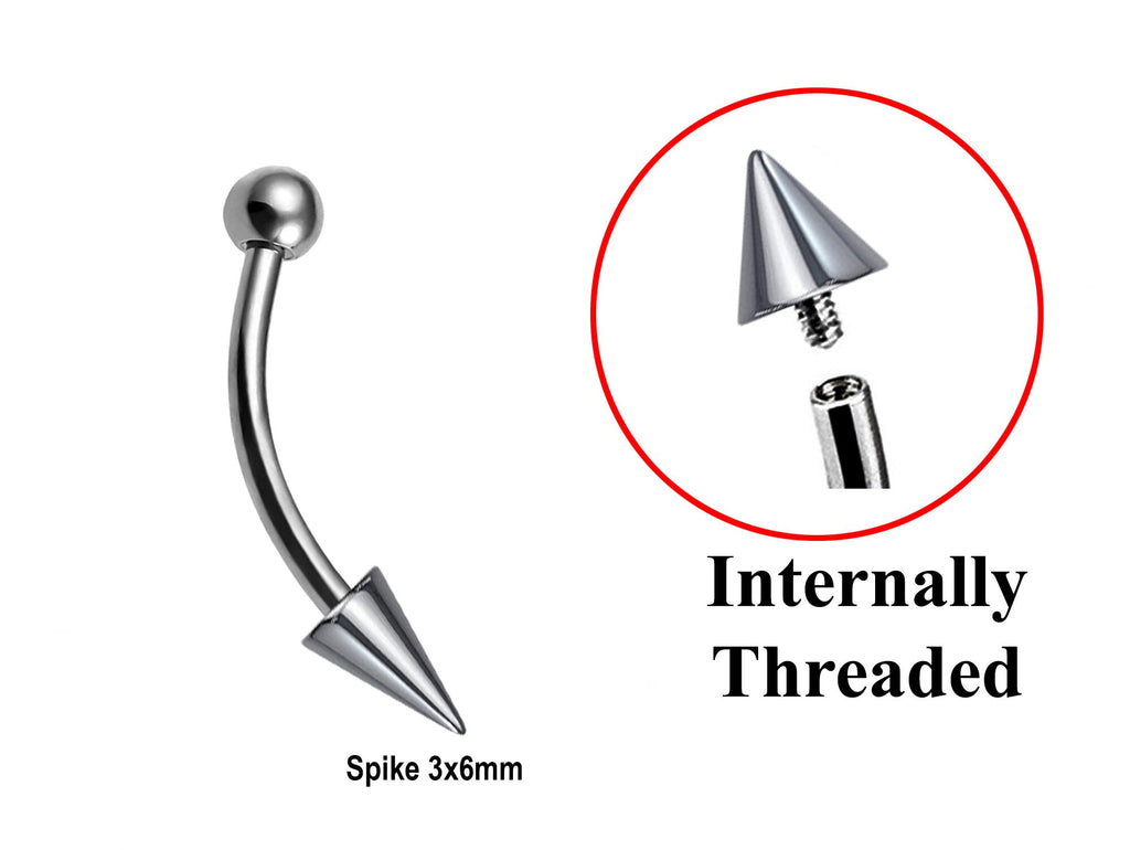 Titanium Curved Barbell: 16g 14g Spike Lip Piercing Jewelry
