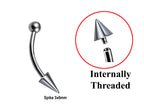 Titanium Curved Barbell: 16g 14g Spike Lip Piercing Jewelry