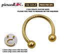14K Gold Horseshoe Barbell: Septum, Helix, Lip Piercing
