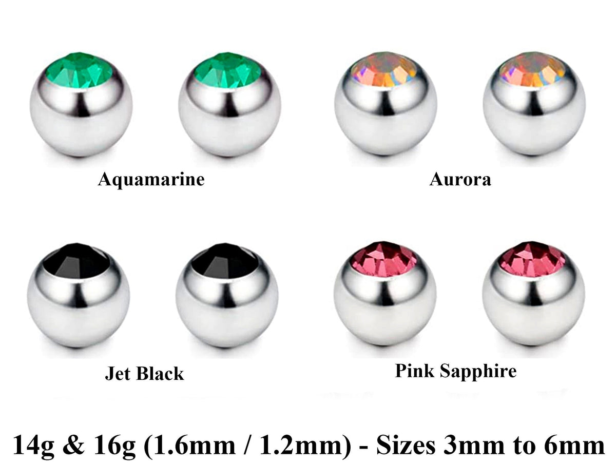 Gem Body Jewelry Replacement Balls: Surgical Steel Piercing (2pcs)