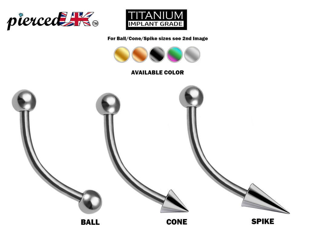Titanium Curved Barbell: Vertical Labret, Eyebrow, Rook, Daith Piercing
