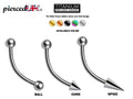 Titanium Curved Barbell: Vertical Labret, Eyebrow, Rook, Daith Piercing