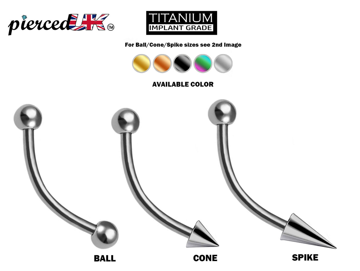 Titanium Curved Barbell: Vertical Labret, Eyebrow, Rook, Daith Piercing