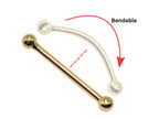 14K Gold Bendable Barbell: Eyebrow & Nose Piercing (22g, 20g)
