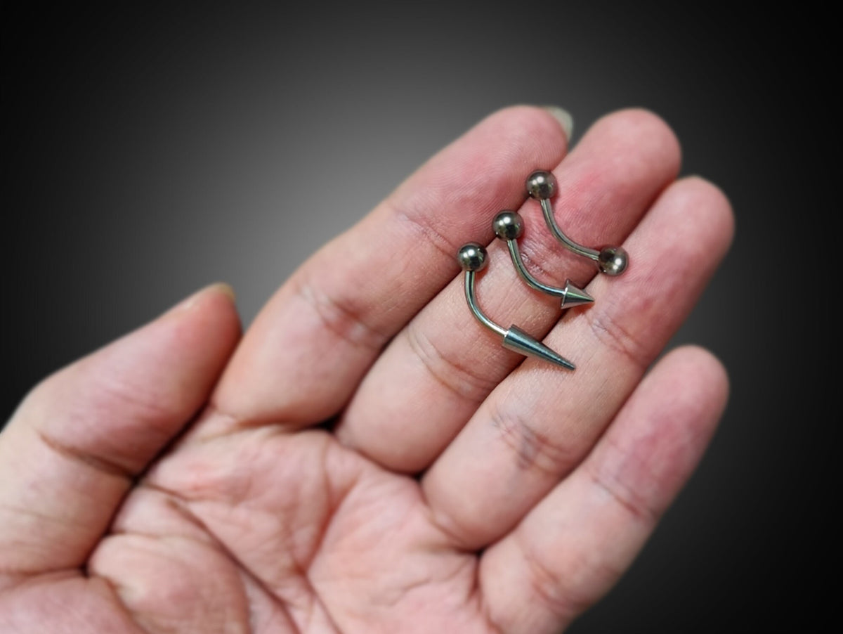 Titanium Curved Barbell: Vertical Labret, Eyebrow, Rook, Daith Piercing