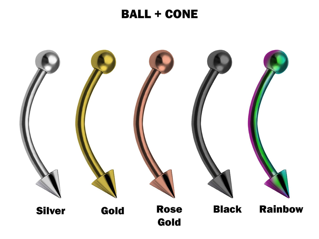 Titanium Curved Barbell: Vertical Labret, Eyebrow, Rook, Daith Piercing