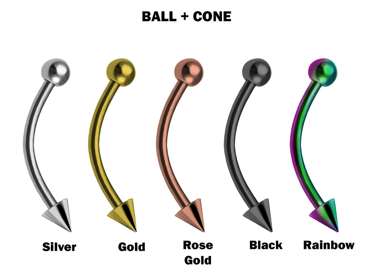 Titanium Curved Barbell: Vertical Labret, Eyebrow, Rook, Daith Piercing