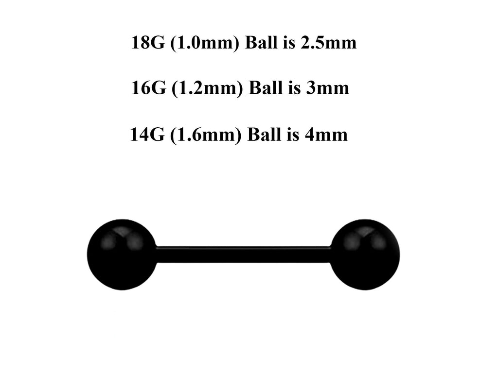 Black Surgical Steel Barbell Stud: Industrial Piercing (18g, 16g, 14g)