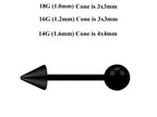 Black Surgical Steel Barbell Stud: Industrial Piercing (18g, 16g, 14g)