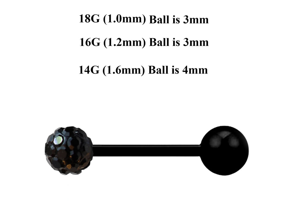 Black Surgical Steel Barbell Stud: Industrial Piercing (18g, 16g, 14g)