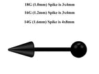 Black Surgical Steel Barbell Stud: Industrial Piercing (18g, 16g, 14g)