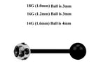Black Surgical Steel Barbell Stud: Industrial Piercing (18g, 16g, 14g)