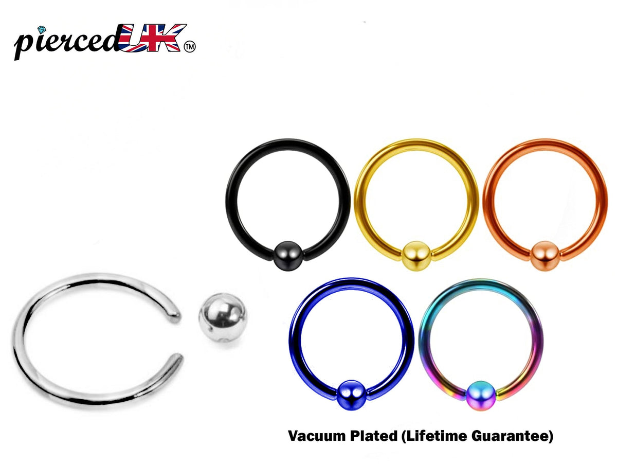 Surgical Steel Captive Bead Ring: Ball Closure Piercing - Multiple Colors