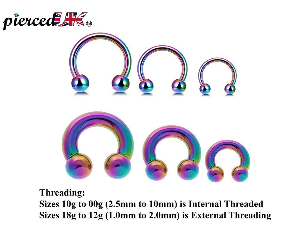 Rainbow Surgical Steel Horseshoe Septum Ring: 00G-18G (6mm-19mm)