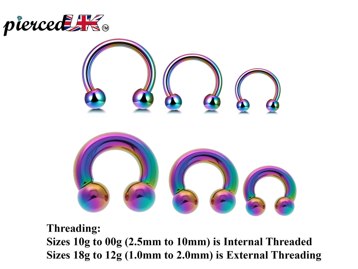 Rainbow Surgical Steel Horseshoe Septum Ring: 00G-18G (6mm-19mm)