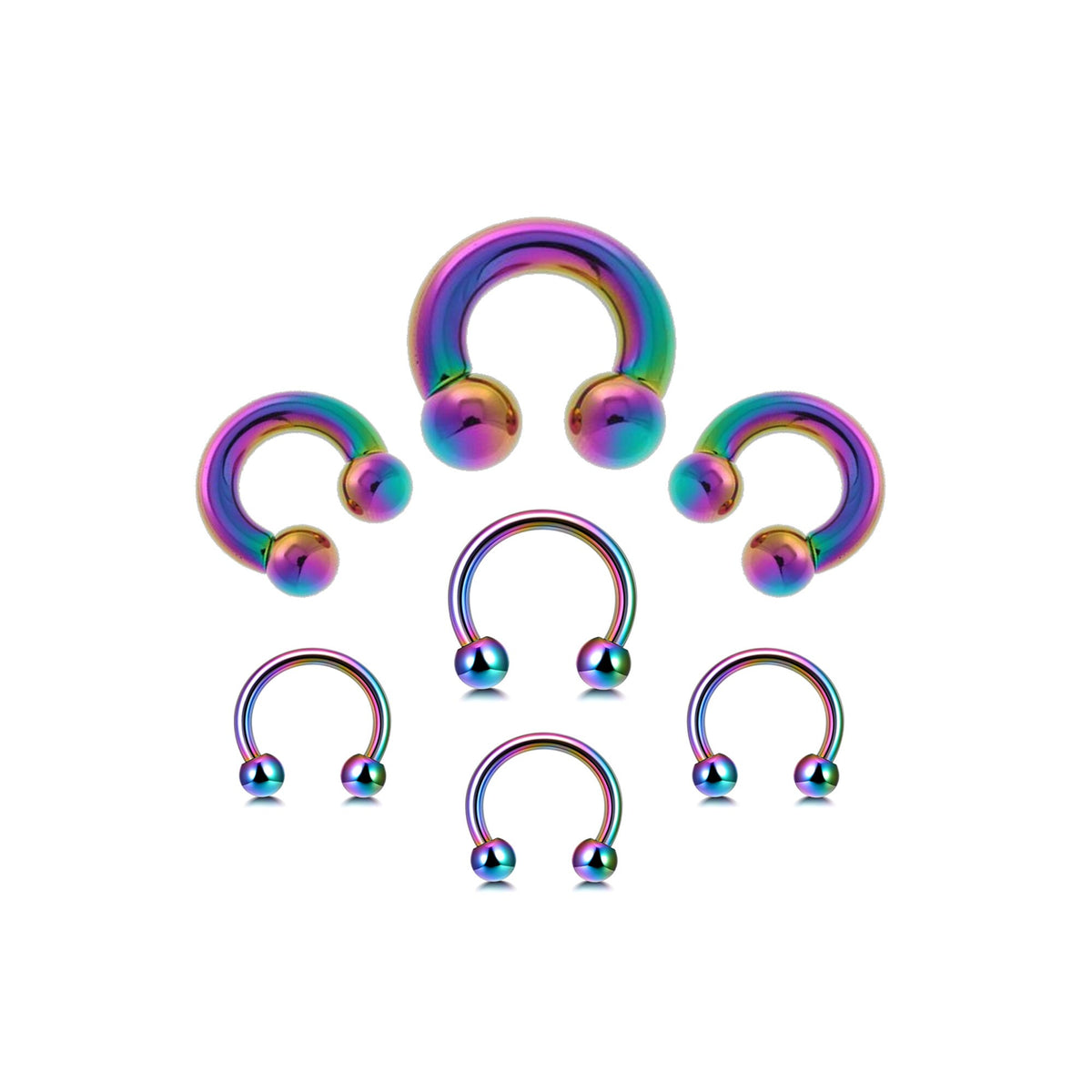 Rainbow Surgical Steel Horseshoe Septum Ring: 00G-18G (6mm-19mm)