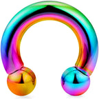 Rainbow Surgical Steel Horseshoe Septum Ring: 00G-18G (6mm-19mm)