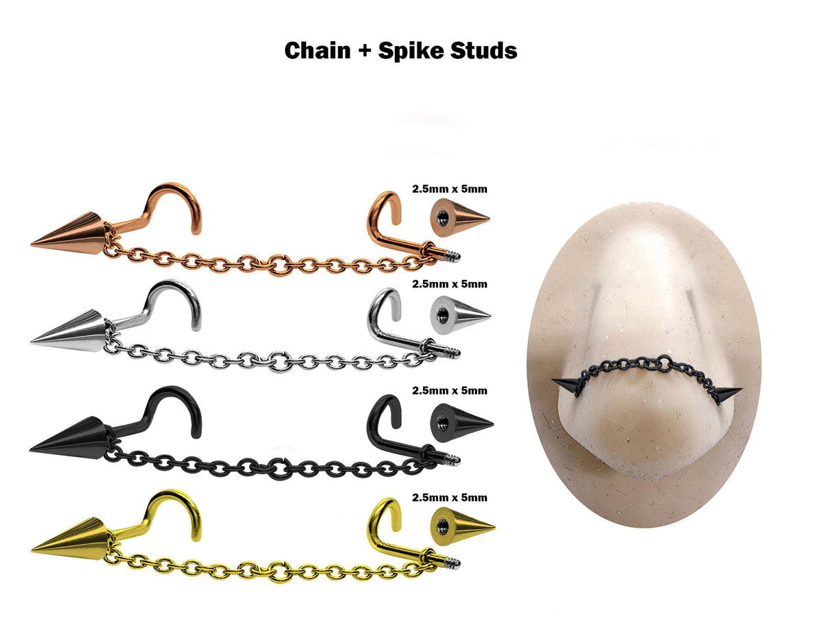 Titanium Nasallang Piercing: Nose Chain Ring with Studs
