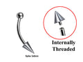 Spike Vertical Labret Piercing: 16g 14g Surgical Steel Curved Barbell