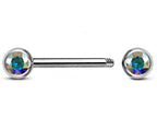 Titanium Nipple Barbell with CZ Crystals - 16g/14g Nipple Jewelry