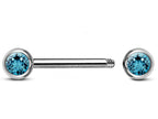 Titanium Nipple Barbell with CZ Crystals - 16g/14g Nipple Jewelry