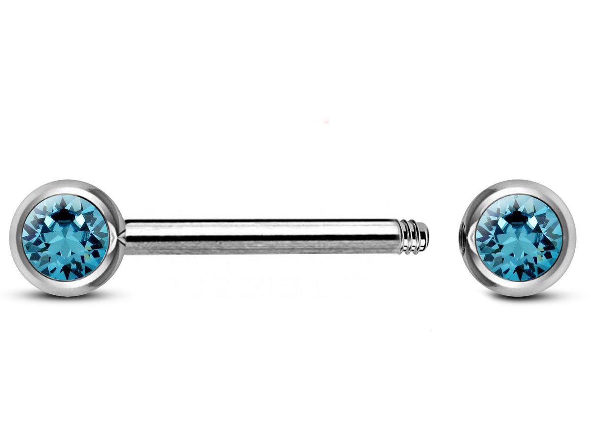 Titanium Nipple Barbell with CZ Crystals - 16g/14g Nipple Jewelry