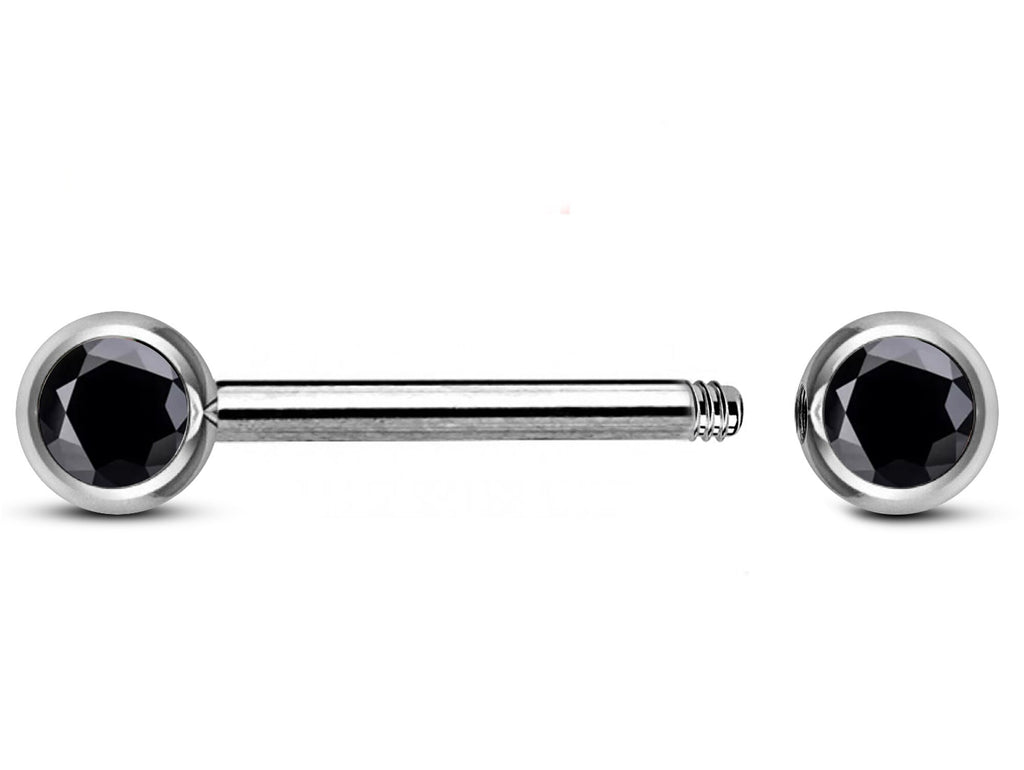 Titanium Nipple Barbell with CZ Crystals - 16g/14g Nipple Jewelry