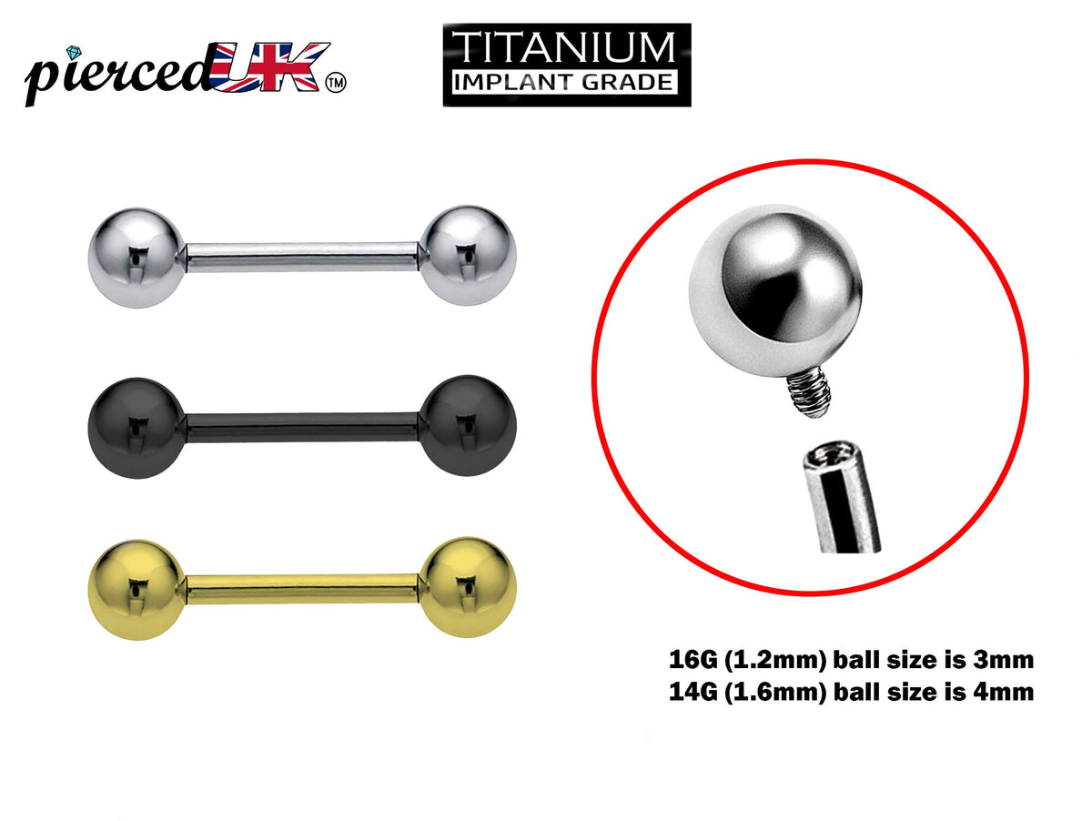 Titanium Internal Barbell Piercing: 16G 14G Tongue Ring