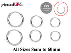 Sterling Silver Hoop Earrings: Huggie Sleeper Style (8mm-60mm)