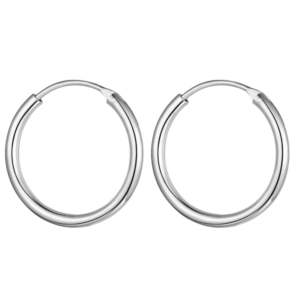 Sterling Silver Hoop Earrings: Huggie Sleeper Style (8mm-60mm)