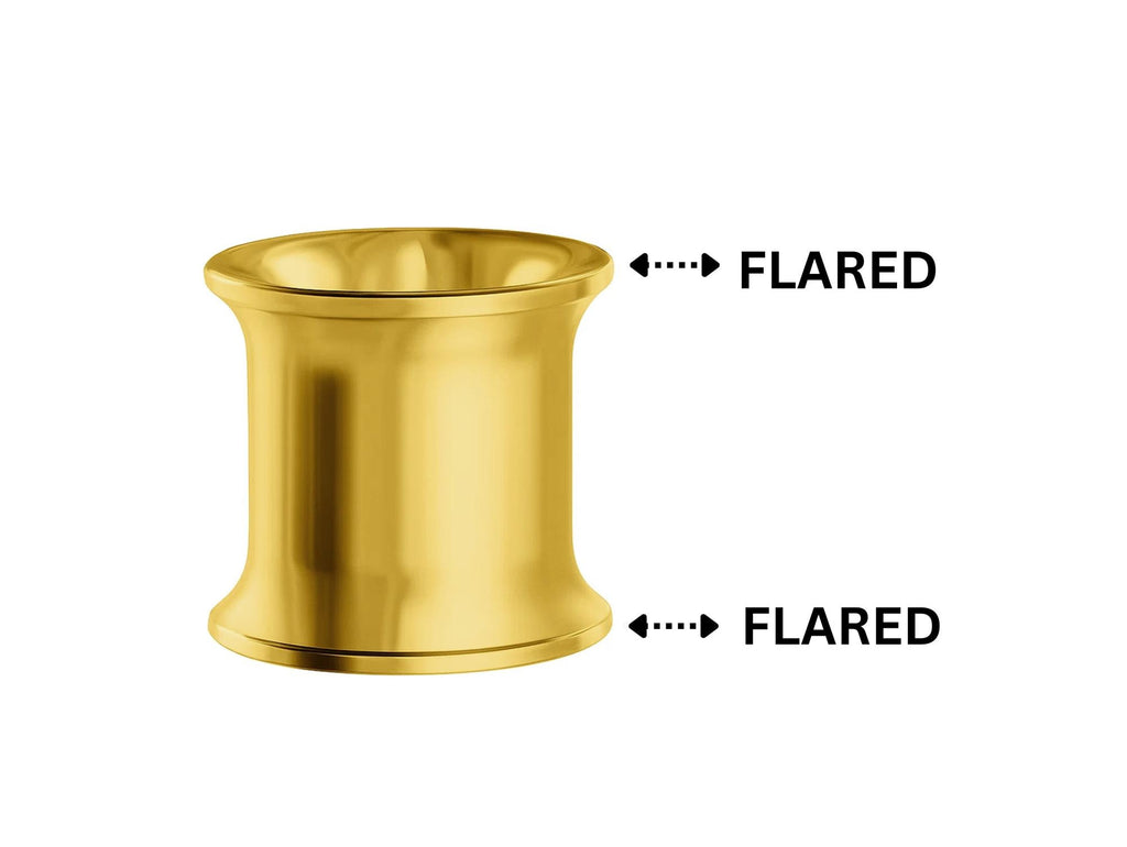 14K Solid Gold Flared Ear Plugs: Handmade Body Jewelry Gauges - 1 piece - Big guage ear Plugs