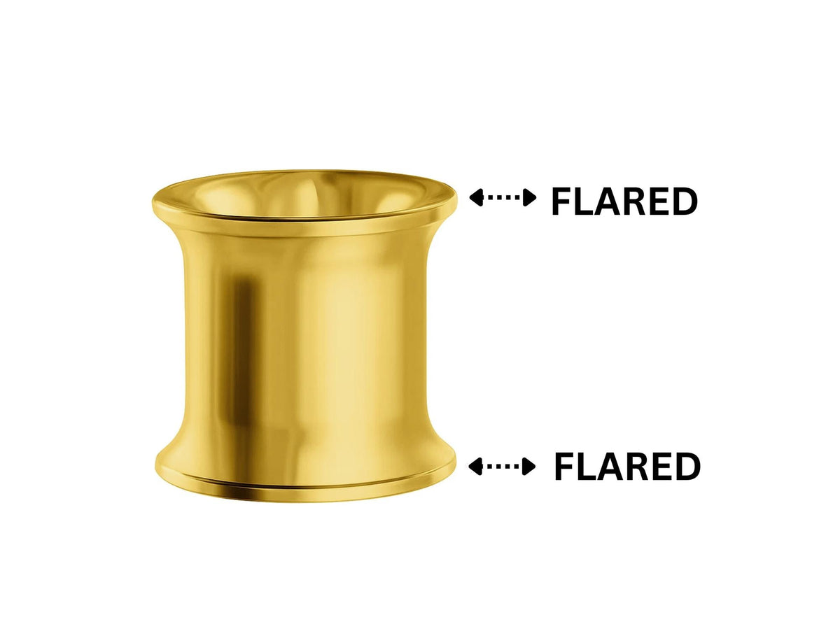 14K Solid Gold Flared Ear Plugs: Handmade Body Jewelry Gauges - 1 piece - Big guage ear Plugs