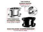 Titanium Steel Ear Tunnel Plug: 00g-12g Threaded Gauges