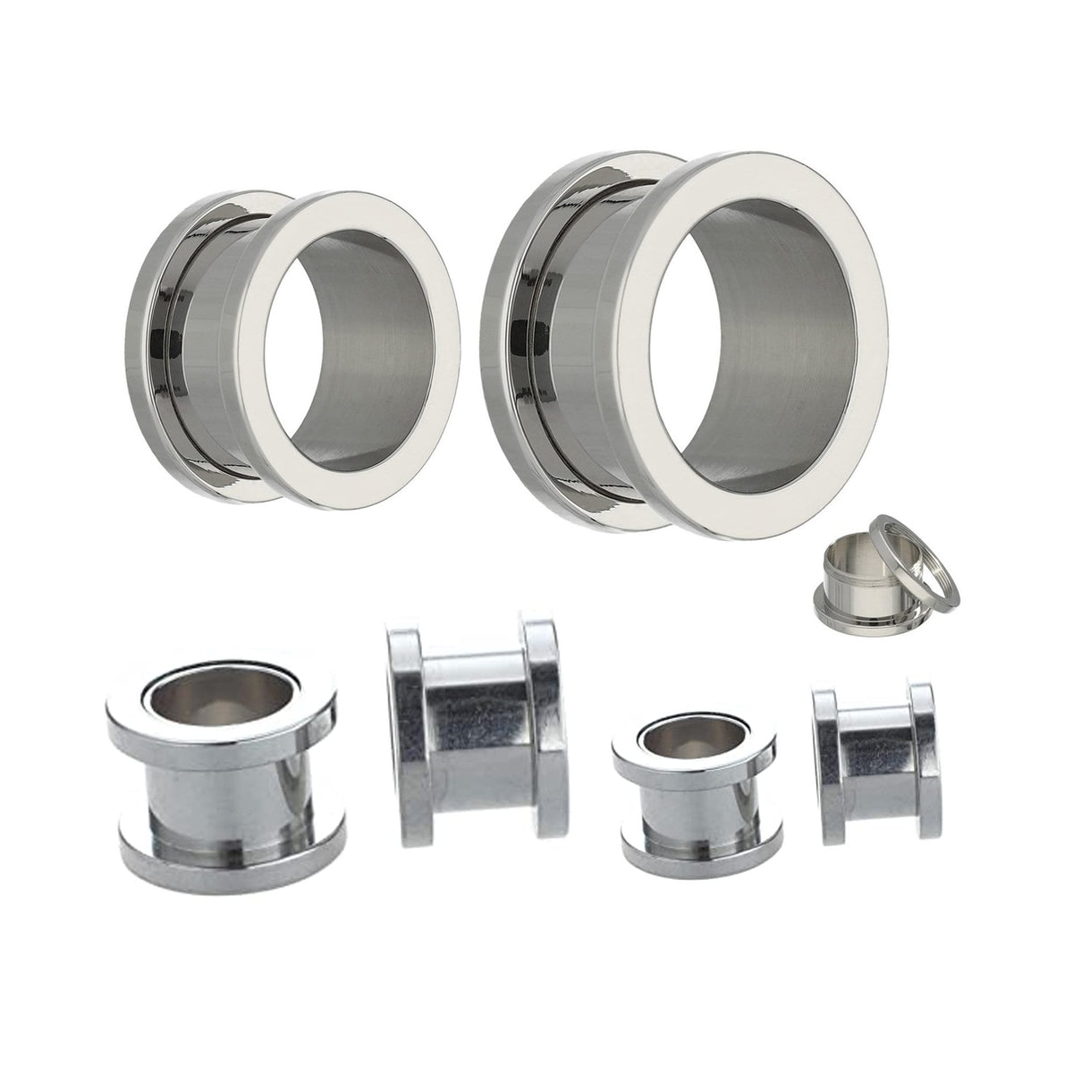 Titanium Steel Ear Tunnel Plug: 00g-12g Threaded Gauges