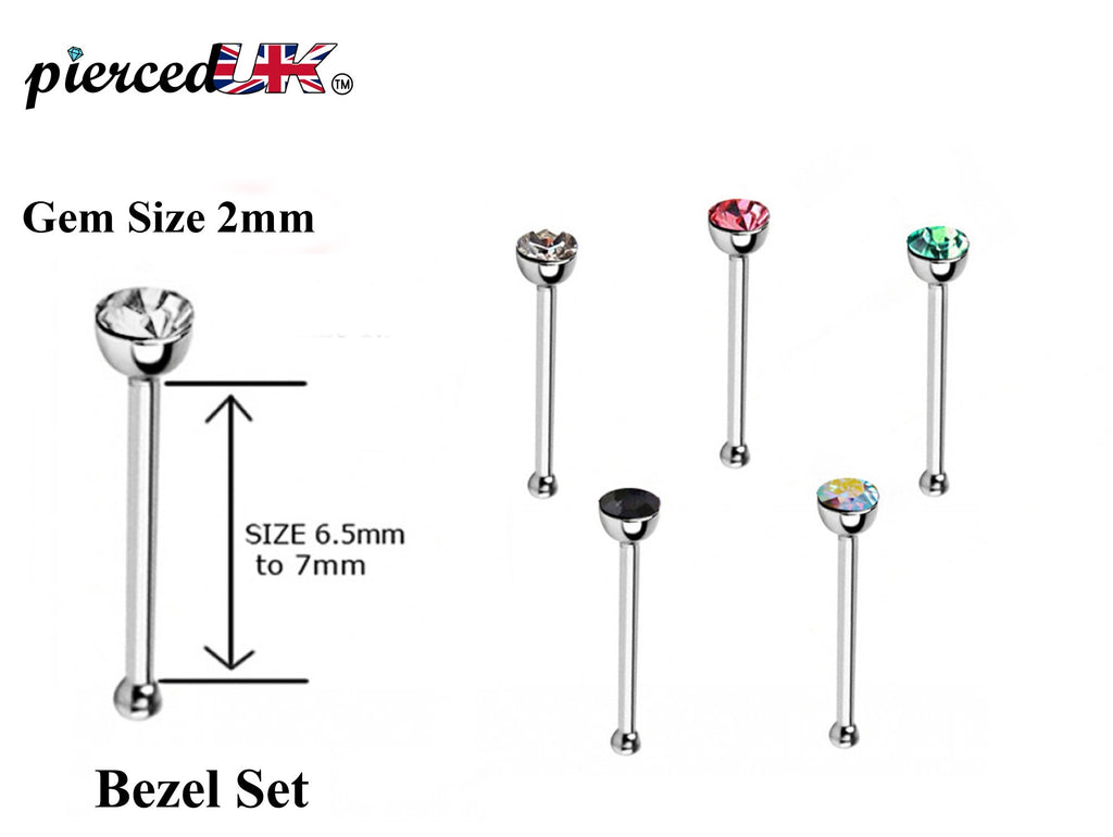 CZ Crystal Nose Bone Stud: Surgical Steel Nose Piercing 24g 20g 18g
