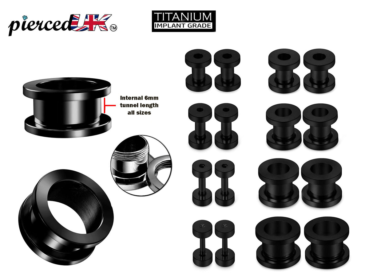 Titanium Steel Ear Tunnel Plug: 00g-12g Threaded Gauges