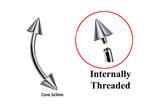 Titanium Curved Barbell: Spike Cone Eyebrow Piercing, Internally Threaded